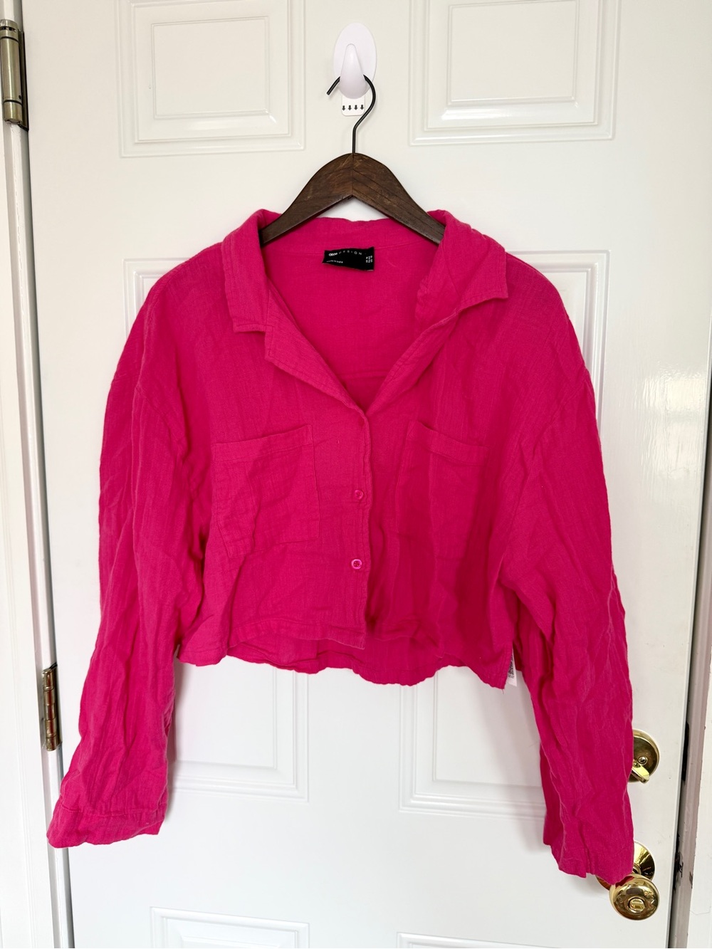 ASOS Hot Pink Cropped Button-Down Shirt
